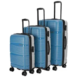Nasher Miles Nicobar Hard-Sided Polypropylene Set of 3 Blue and Grey Trolley Bags (55, 65 & 75 cm)-picture-0