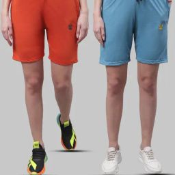 Vimal Jonney Rust & Blue Cotton Sports Shorts - Pack of 2-picture-17
