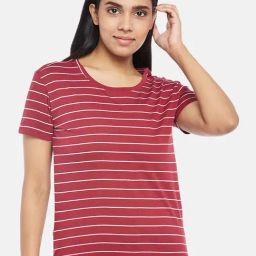 Dreamz by Pantaloons Maroon Cotton Striped Top-image-23