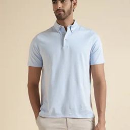 ANDAMEN Light Blue Regular Fit Polo T-Shirt-image-51