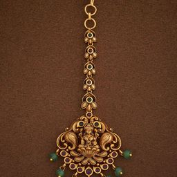 Kushal's Fashion Jewellery Gold-Plated Ruby Studded Maang Tikka Head Jewellery-image-84