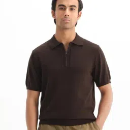 Rare Rabbit Brown Cotton Regular Fit Solid Polo T-Shirt-picture-4