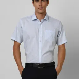 Van Heusen Blue Cotton Regular fit Checks Shirts-picture-4