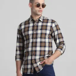Jack & Jones Brown Cotton Regular Fit Checks Shirt-picture-25