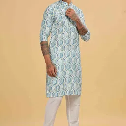 Anouk Geometric Woven Design Mandarin Collar Straight Kurta-picture-14