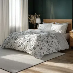 LANE LINEN White & Grey Floral 400 TC King Bedsheet with 4 Pillow Covers-picture-16