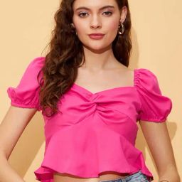 Rare Pink Slim Fit Crop Top-image-100