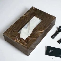 Art Street Coffee Brown Engineered Wood Rectangle Tissue Paper Napkin Box-7
