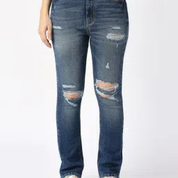 Being Human Blue Distressed Mid Rise Jeans-picture-27