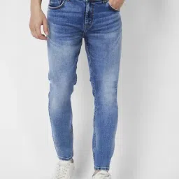 Spykar Mid Blue Cotton Slim Fit Jeans-picture-30