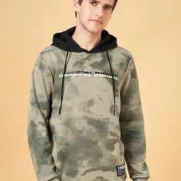 Street 808 by Pantaloons Olive Regular Fit Camouflage Hooded Sweatshirt-image-96