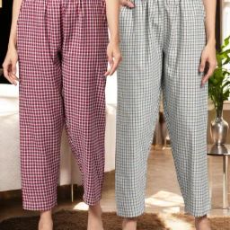 Kryptic Blue & Maroon Cotton Relaxed Fit Printed Lounge Pants - Pack of 2-image-53