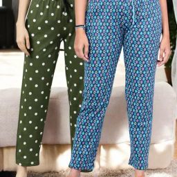Kryptic Blue & Green Cotton Relaxed Fit Printed Lounge Pants - Pack of 2-image-65