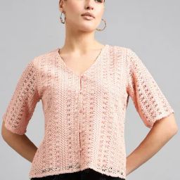 Style Quotient Peach Cotton Regular Fit Top-image-13