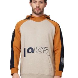 Spykar Ecru Melange Regular Fit Hooded Sweatshirt-picture-21