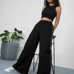The Souled Store Black Cotton Relaxed Fit Mid Rise Trackpants-picture-32