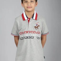 Beverly Hills Polo Club Kids Grey Printed Polo T-Shirt-image-46