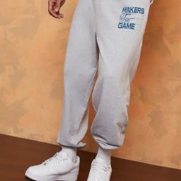 Styli Grey Cotton Relaxed Fit Printed Joggers-image-108
