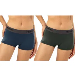 Freecultr Blue & Green Plain Boy-Shorts Panties - Pack Of 2-image-47