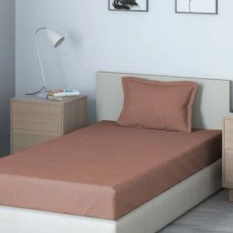 DDecor Solid Brown 150 TC Cotton Single Bedsheet with 2 Pillow Covers-image-12