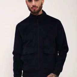 Showoff Navy Blue Slim Fit Jacket-image-94