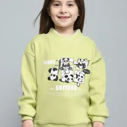 Monte Carlo Girls Printed Green Band Neck Full Sleeve Sweatshirt-image-40
