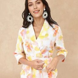 RAREISM Multi Cotton Blend Printed Three-Quarter Sleeves Top-picture-3
