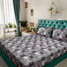 Myntra Elegant Homes Purple Geometric Cotton 400 TC King Bedsheet Set 2.50 m x 2.25 m-image-11