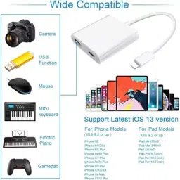 PremiumAV Lightning to USB Camera Adapter with Charging Port and OTG USB Female Adapter for iPhone image 2