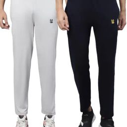 Vimal Jonney Light Grey & Navy Cotton Lounge Pants - Pack of 2-12