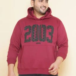 John Pride Pink Regular Fit Plus Size Printed Hooded Sweatshirt-image-34