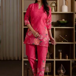 Selvia Printed Mandarin Collar Tunic With Trouser image 3