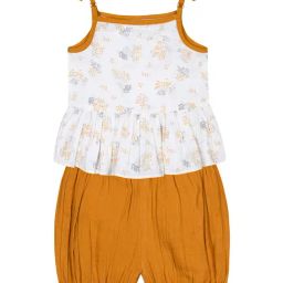 Budding Bees Kids Off White & Yellow Floral Print Top with Shorts-image-87