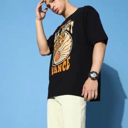 Dillinger Black Loose Fit Graphic Print Oversized Cotton Crew T-Shirt-image-17