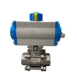 India Valve 19.05 mm (3/4 Inch) 2 Way 3 Piece Design CF8 Body Material Double Acting Ball Valve Screwed-picture-1