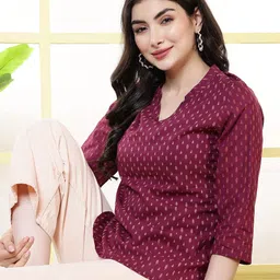 KALAMIR Women Floral Print Mandarin Collar Cotton Wrap Top-picture-11
