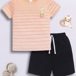 LITTLE NINJA Boys Stiped Round Neck T-shirt With Shorts-image-97