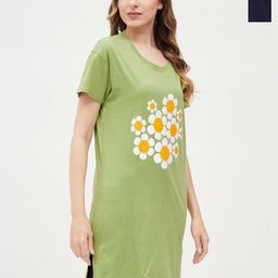 Dreambe Women Floral 2 Printed Applique T-shirt-image-65