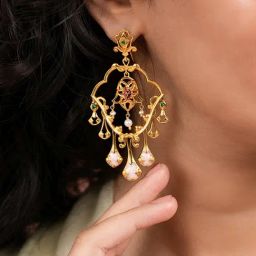 Shaya 92.5 Sterling Silver Yellow Gold Shaadi Squad Bridechilla Chandelier Earrings for Women-43