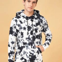 YU by Pantaloons Black Cotton Regular Fit Printed Hooded Sweatshirt-image-37