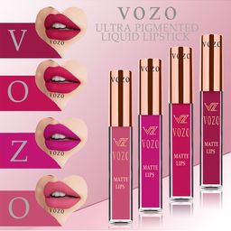 VOZO Set Of 4 Matte Lips Liquid Lipstick-Cherry Red101- Magenta105- Peach202- Peach203-67
