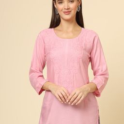 HERE&NOW Floral Embroidered Thread Work Kurti-image-103
