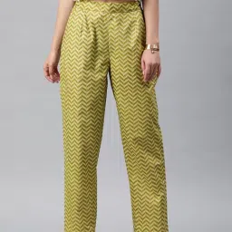Juniper Green Chevron Pattern Pants-picture-2