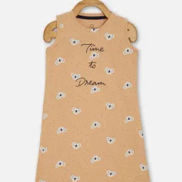 Sweet Dreams Kids Beige Printed Nighty-image-53