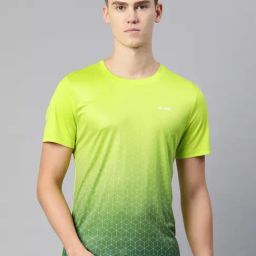 ALCIS Lime Green Dry Tech Slim Fit Printed Sports T-Shirt-image-3