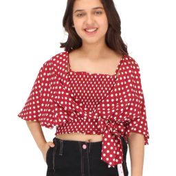 Cutecumber Kids Maroon Printed Top with Inner-image-42