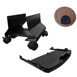 Implemental Combo of Plastic Keyboard Tray with Channel, Metal CPU Trolley & Plastic Cable Manager, ‎AS12546 (Combo of 4 Pcs) image 2