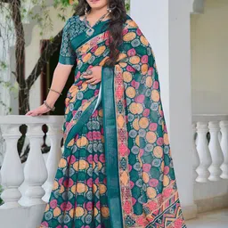 TRENDING KART FloralPrint Zari Chanderi Saree-image-70
