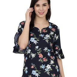 PRIDEWEAR Floral Print Bell Sleeve Ruffles Top-image-68