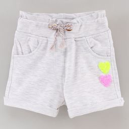 Little Kangaroos Solid Shorts with Sequins Heart - Grey-image-84